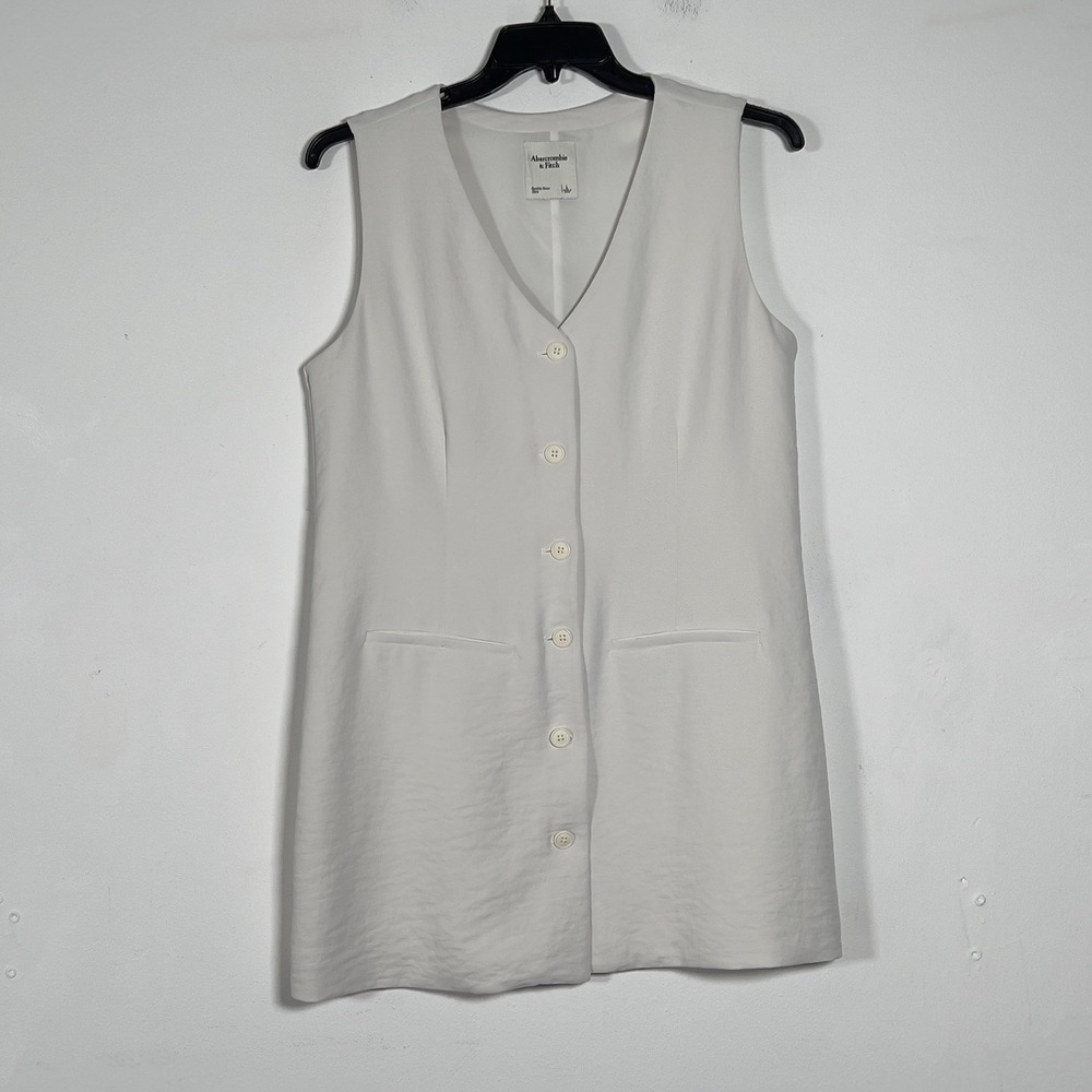 Abercrombie & Fitch Iso Vest Mini Dress Sz L Off white Sleeveless - Picture 3 of 11